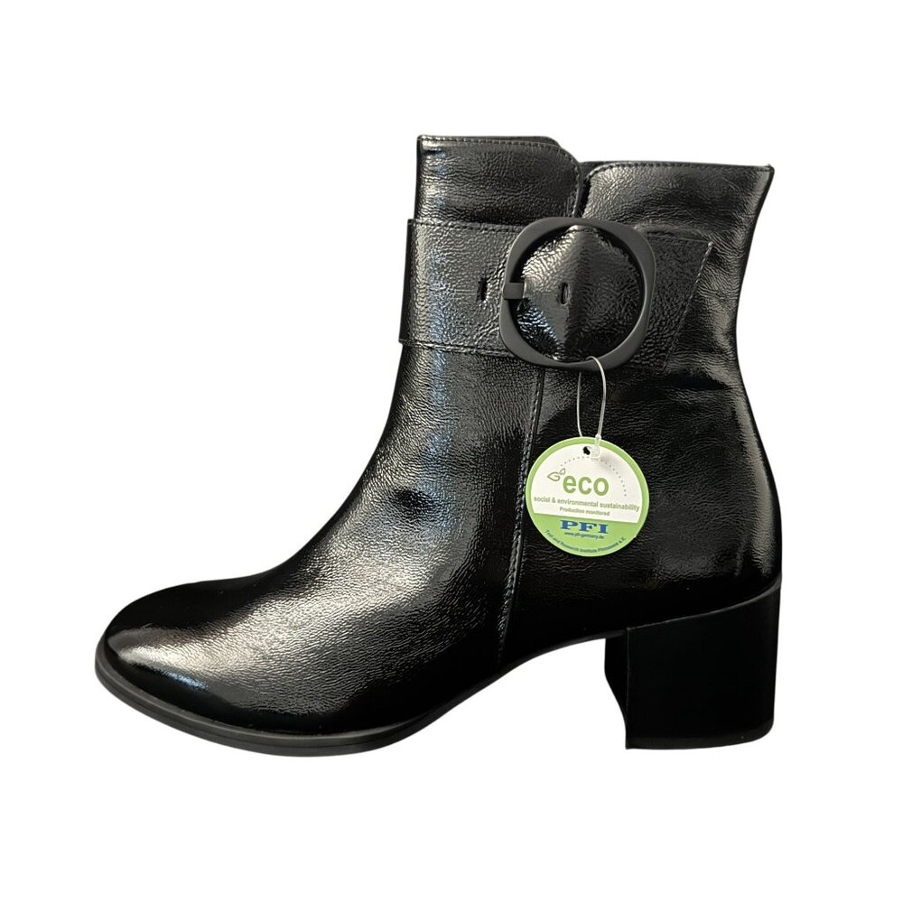 Paul Green Panache Ankle Boots Black Patent Leather Women's Size UK7.5/US10 NWOB